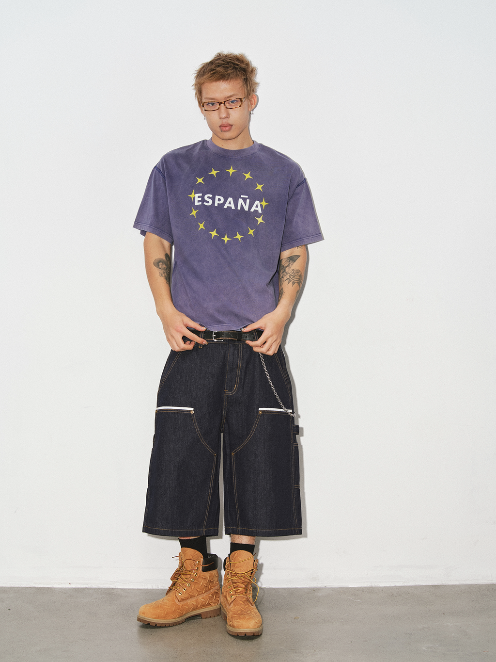 NOVACAM Letter Star Print Loose Tee