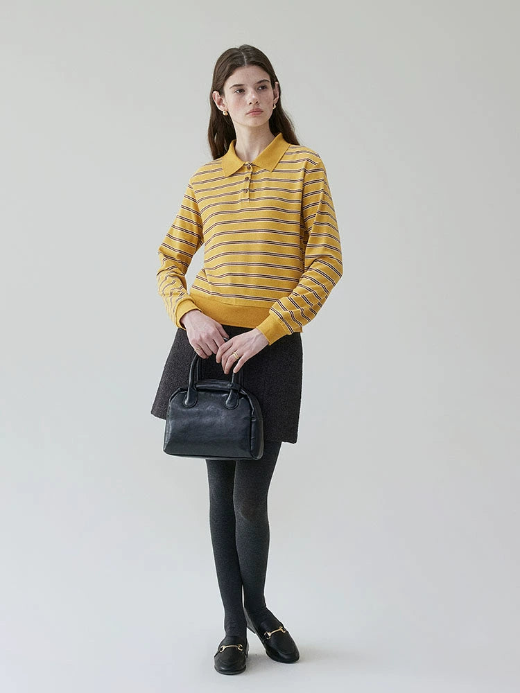 VOOE Contrast Stripes Loose Long Sleeves