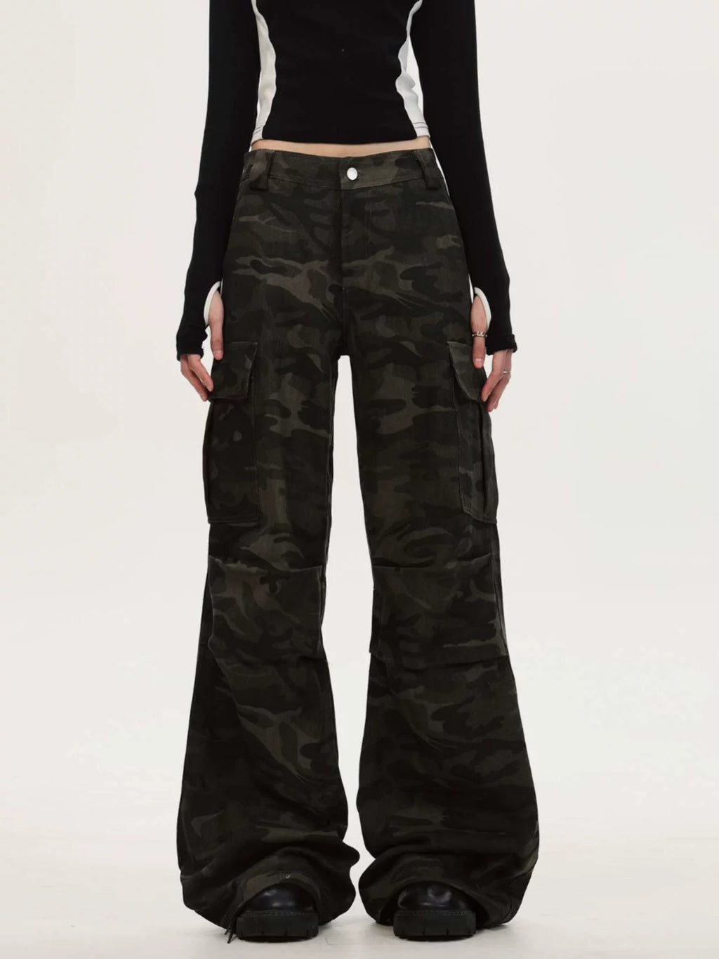 0123Start Straight Tube Micro-pull Camouflage Overalls