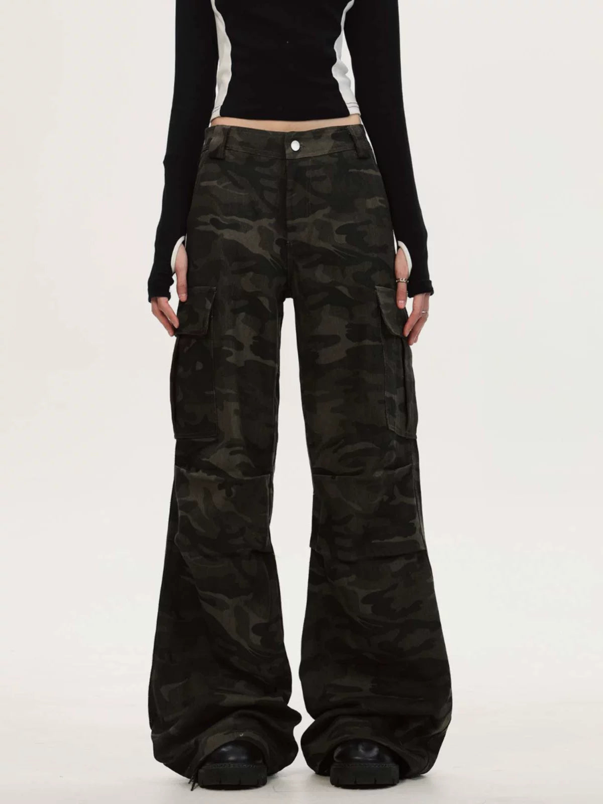0123Start Straight Tube Micro-pull Camouflage Overalls