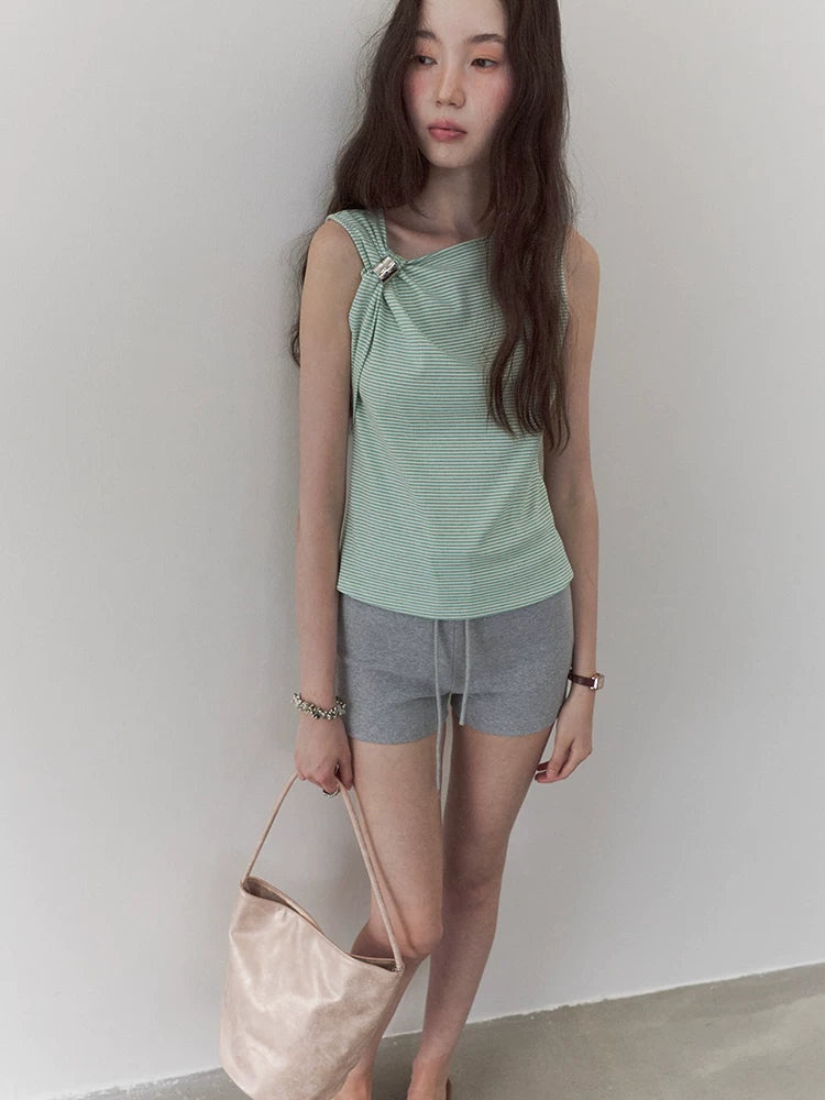 VOOE Irregular Kink Contrasting Striped Vest