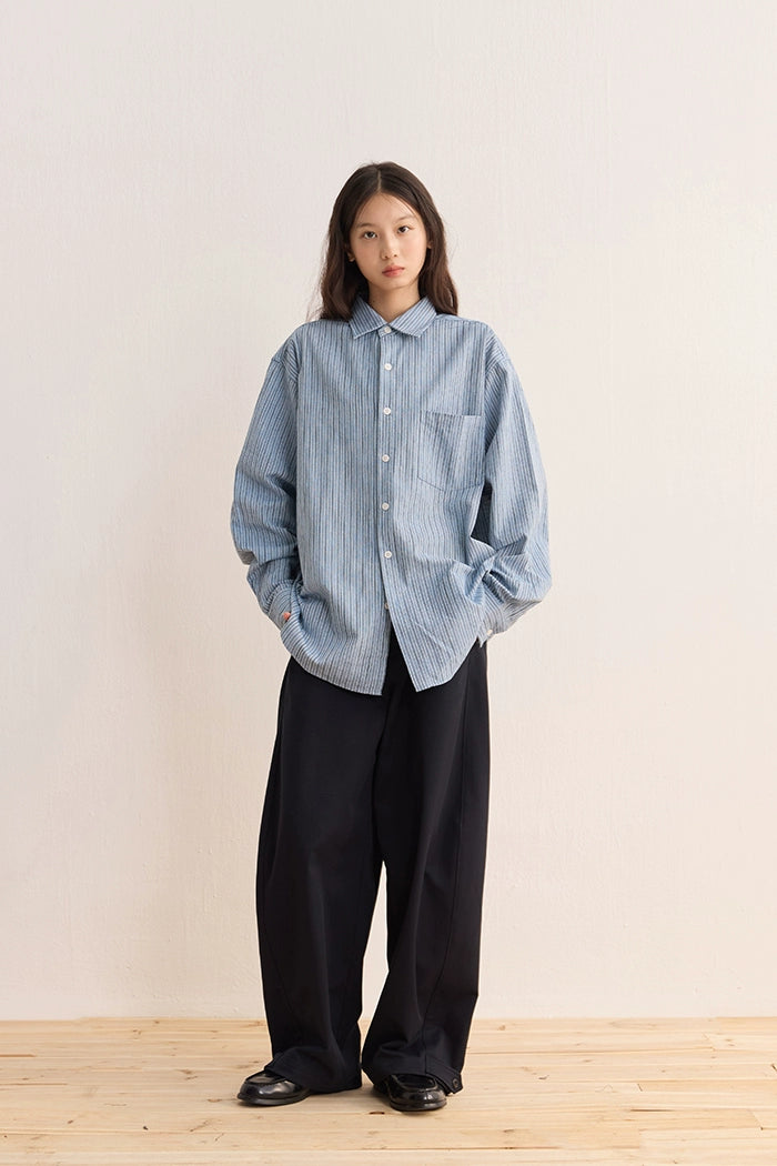 CARPEM Loose Simple Striped Retro Long Sleeve Shirt