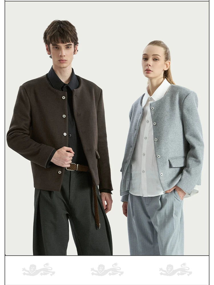 Stay The Night Straight Shoulders Collarless Suit Striped Jacket