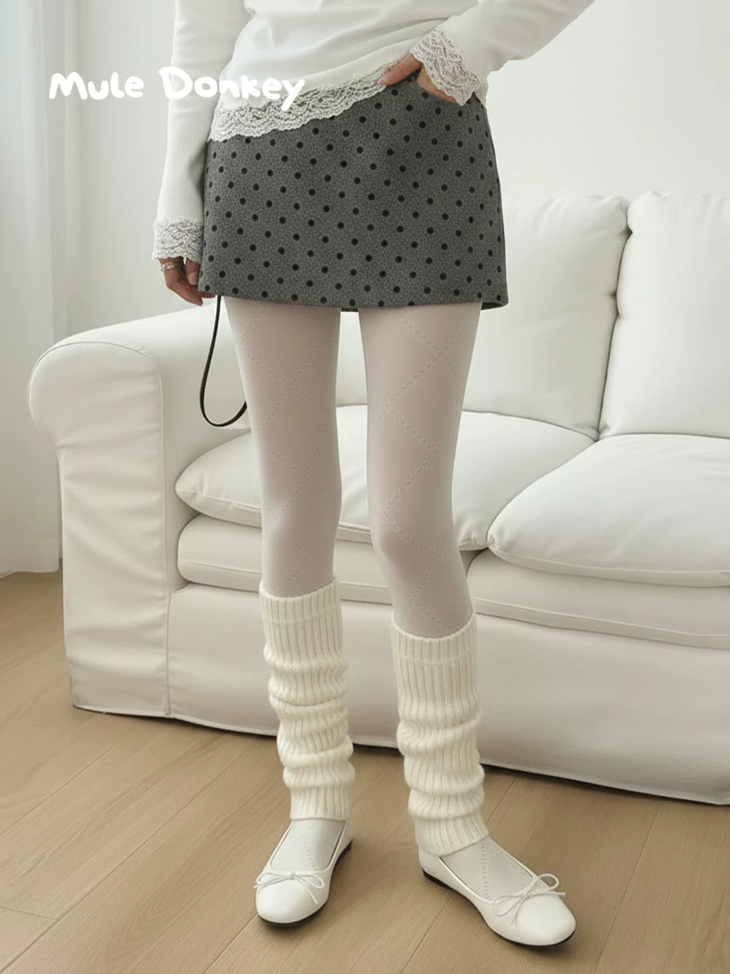 Mule Donkey Thickened Knitted JK Socks White Stacking Socks