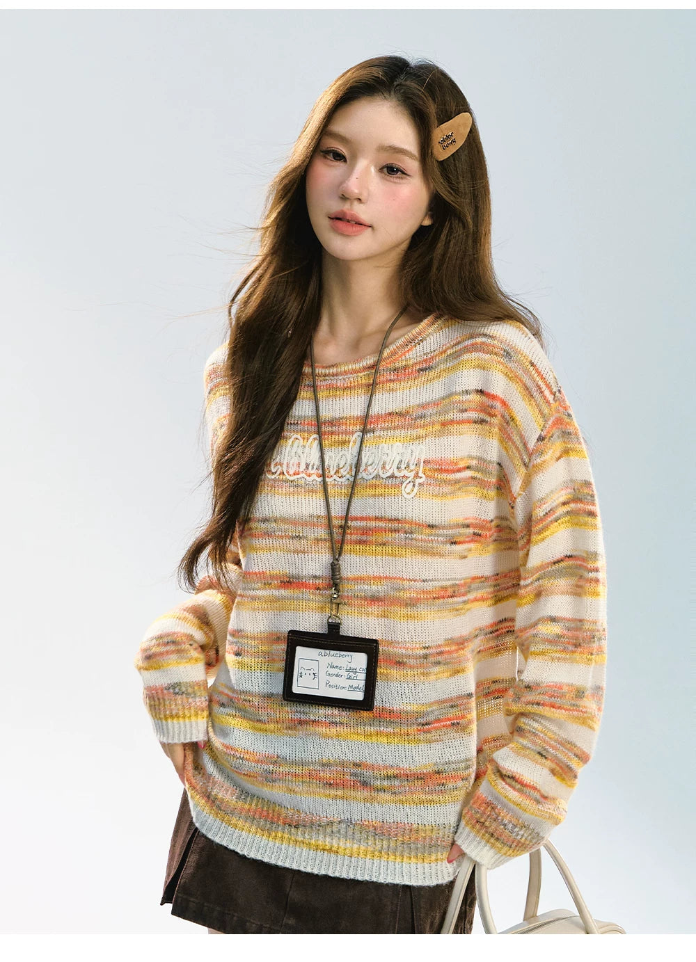Ablueberry Gradual Change Contrasting Striped Sweater