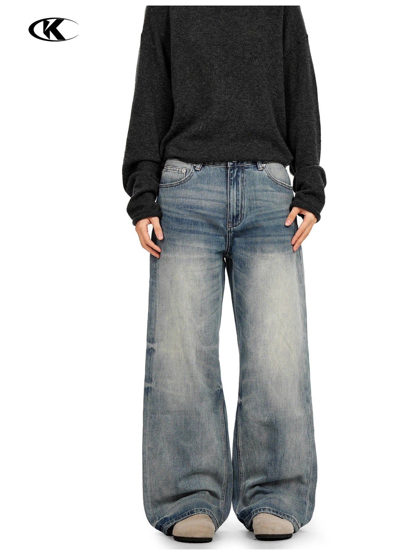 11KN Vintage Loose Versatile Wide Leg Floor Pants