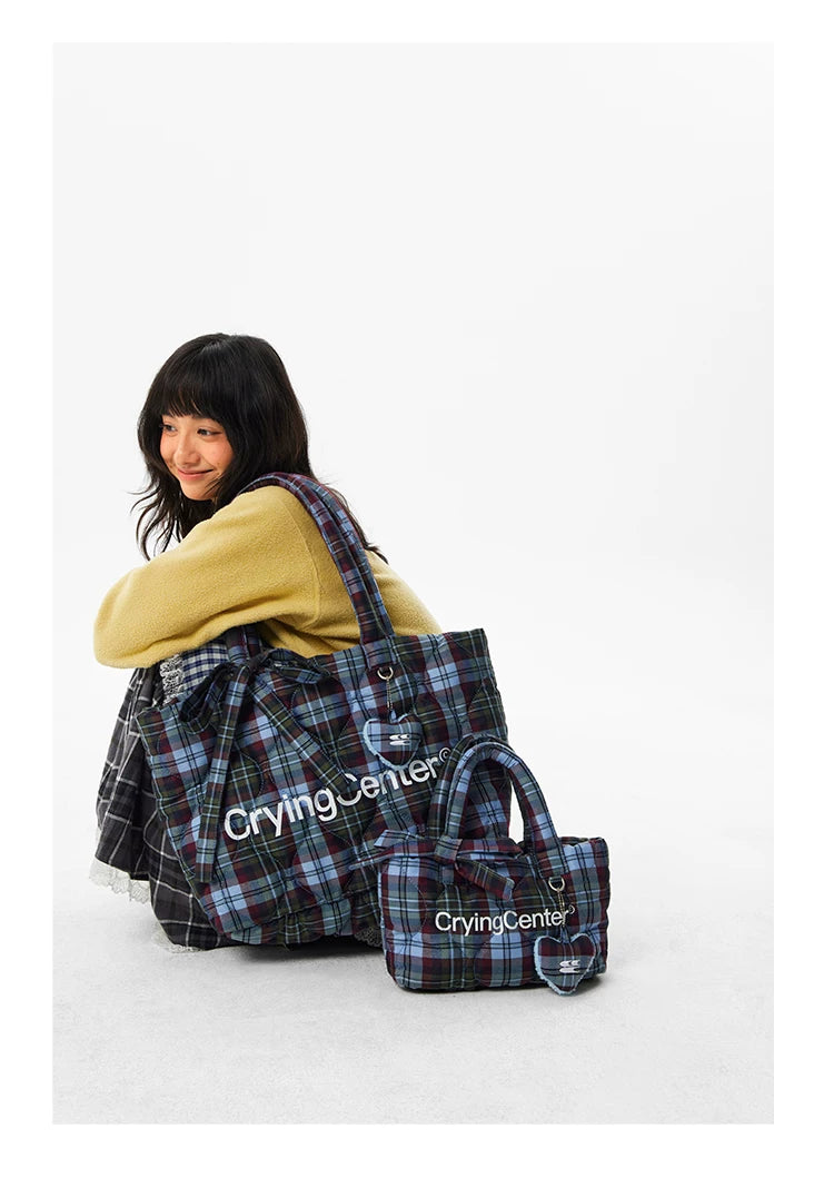 CryingCenter Vintage Checked Tote Bag