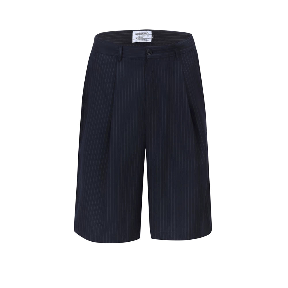 TWOMOONS Vintage Vertical Stripe Suit Shorts