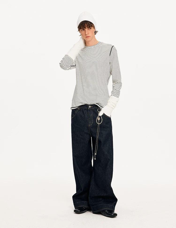 MADWITCH Contrast Stripes Casual Jane Long Sleeves