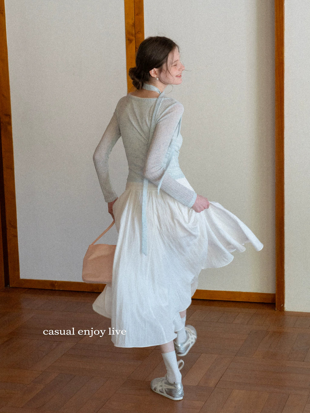 EGGKA High Waist Casual Drape Skirt