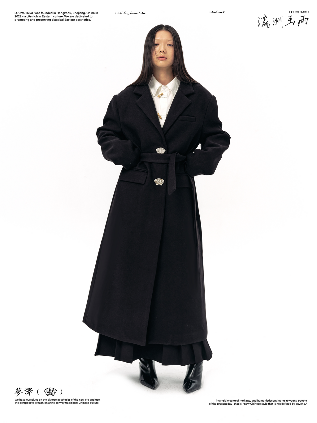 LOUMUTAKU Metal Window Button Woolen Coat Jacket