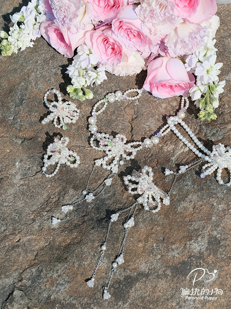 ParanoidP Pearl Flower Fringed Necklace