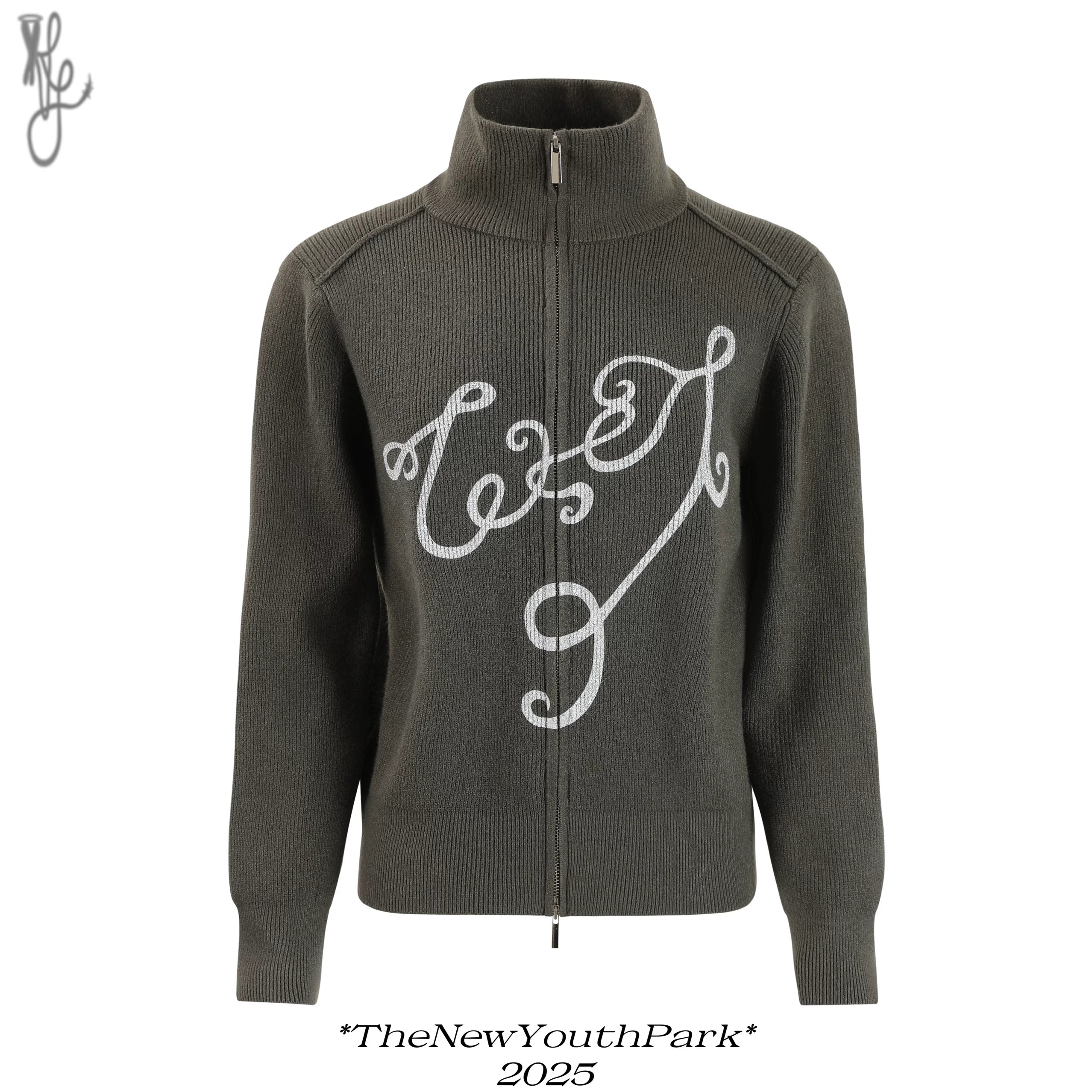 TheNewYouthPark Vine Series Thick Weave Printed Knitted Jacket