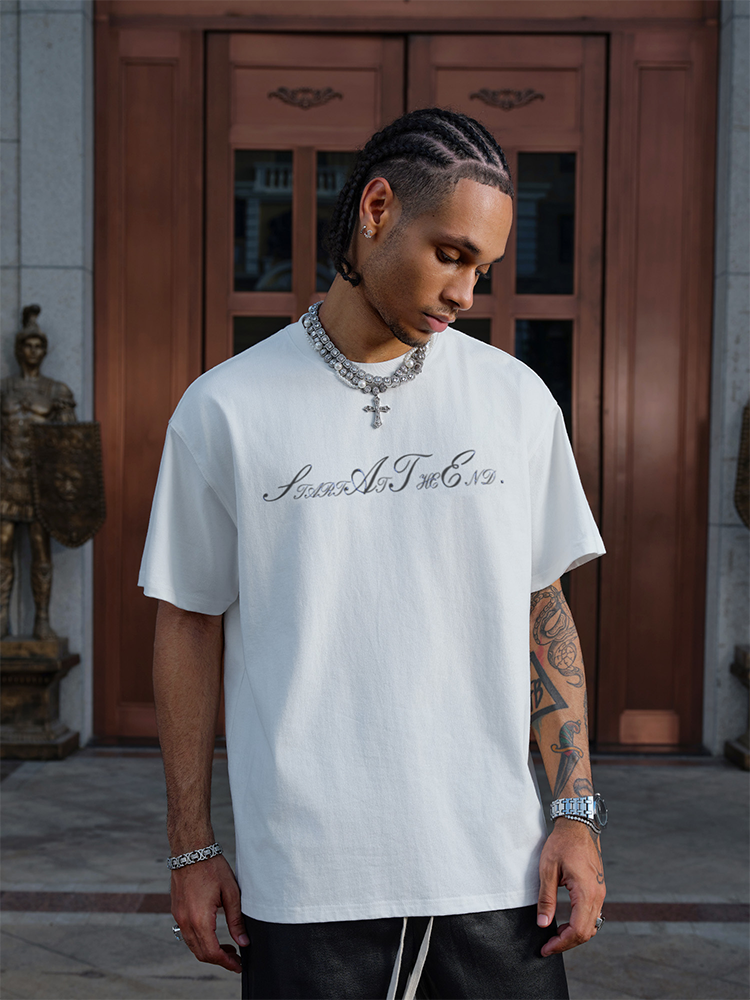 [KONOOT] 25SS (SLOGAN) embroidery craft Boxy 280G Tee