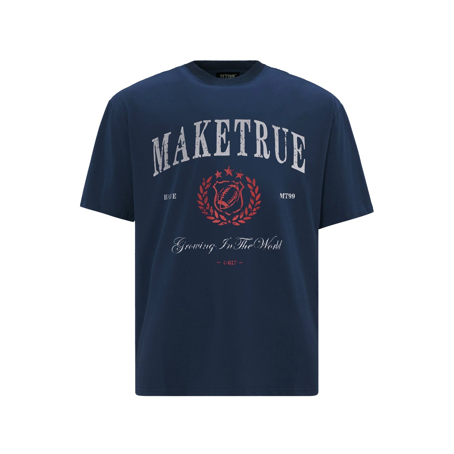 MT99 Retro Letter Print Loose and Versatile Tee