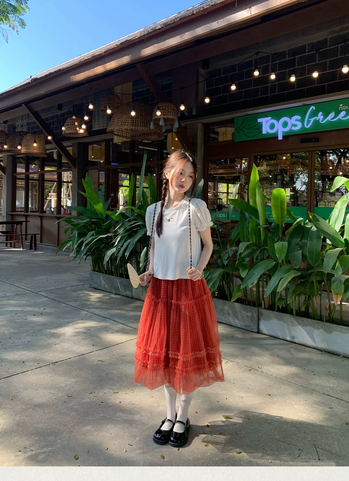 MUCHA Plaid Mesh Skirt