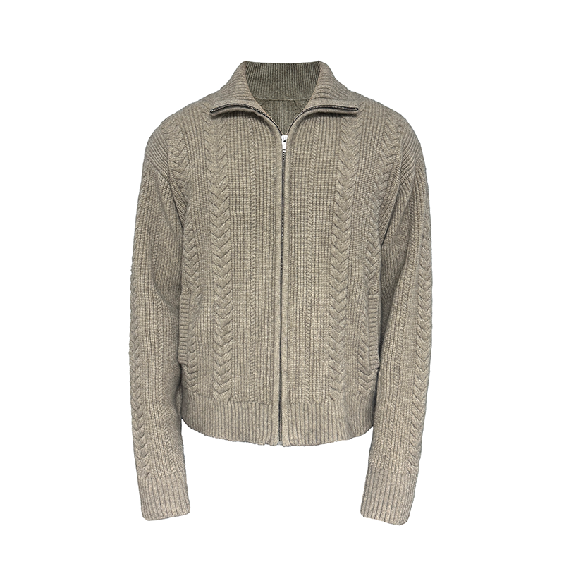 JCAESAR Wheat Ear Twisted Zipper Sweater