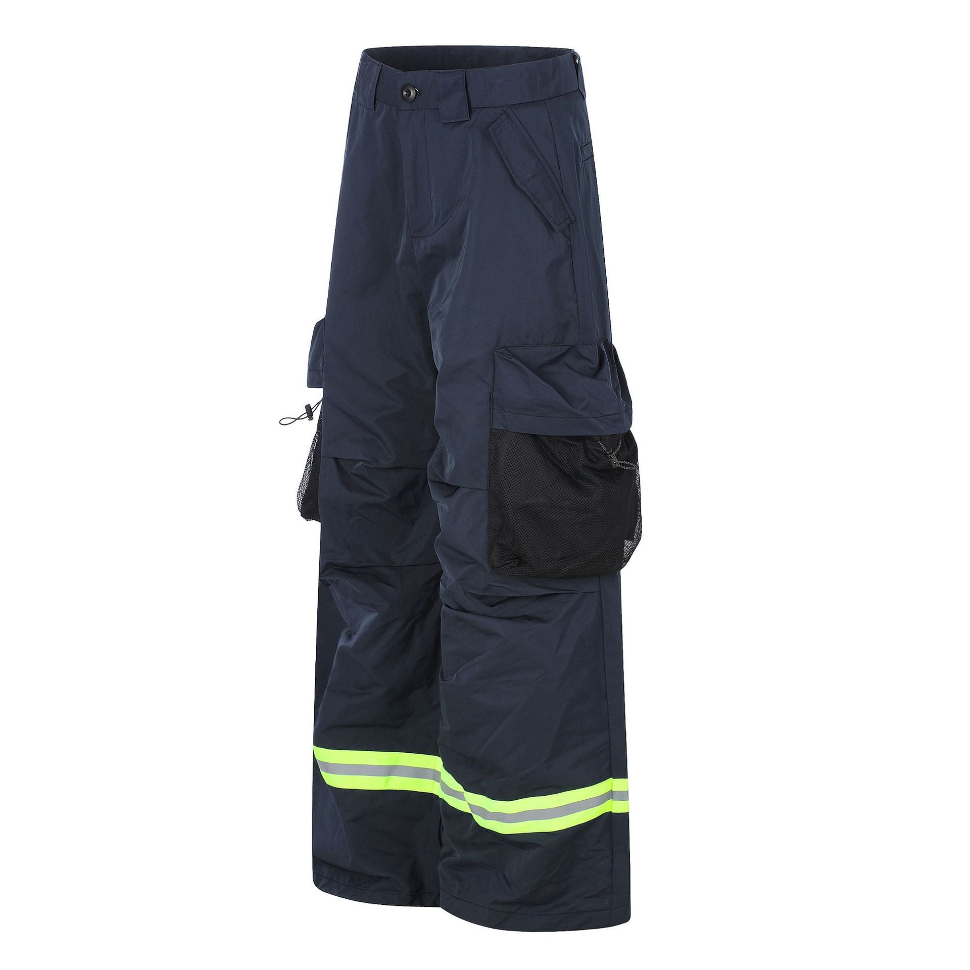 11KN Loose Laminated Large Pocket Reflective Straight Pants