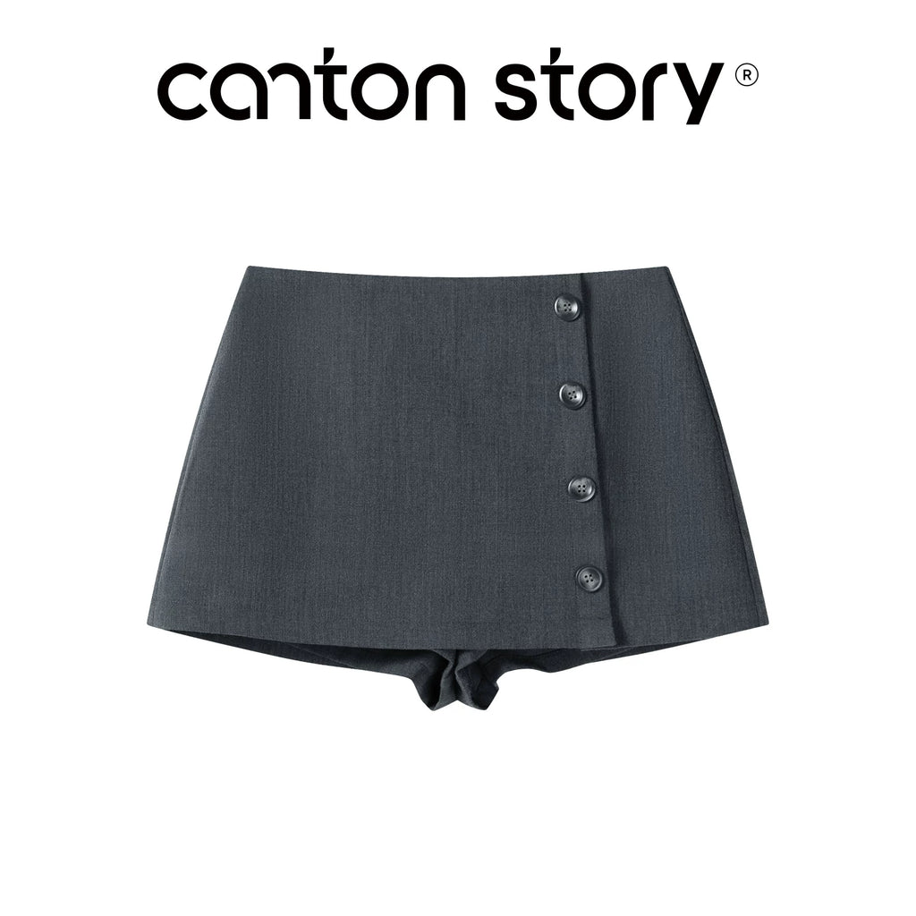 Cantonstory Retro Temperament High Waist Suit Short Skirt Pants