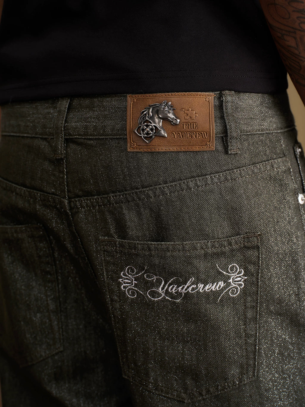 YADcrew Vintage Mid-Rise Reflective Cotton Jeans