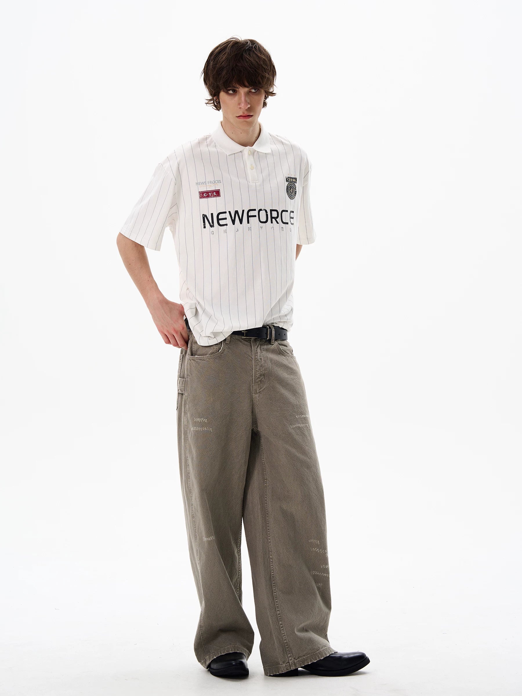 WLNEXT Retro Ruffian Handsome High-end Polo Shirt Tee