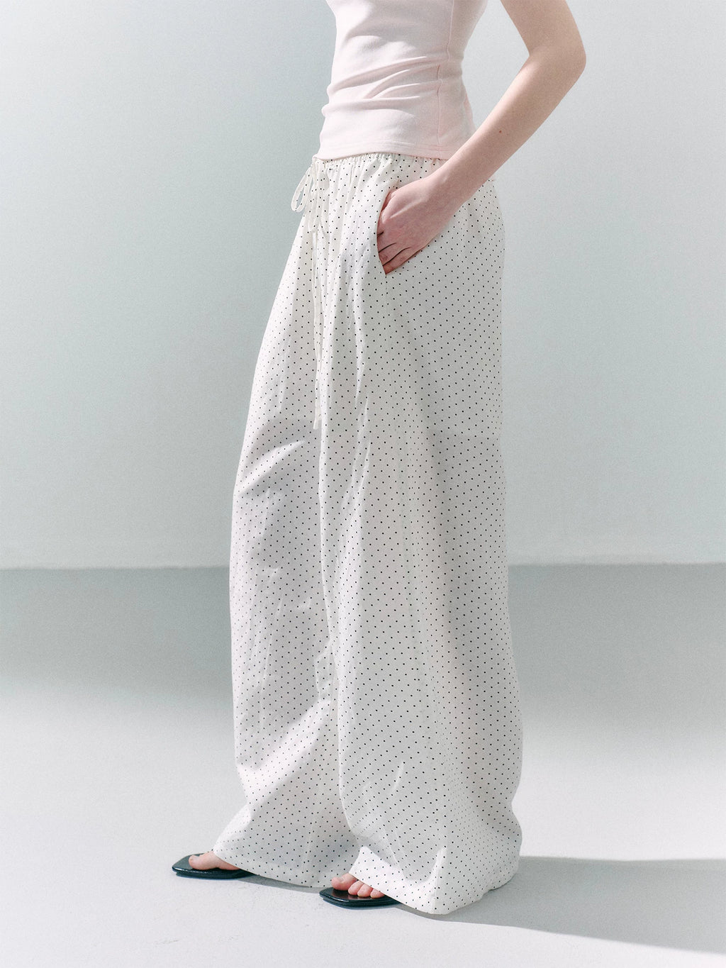 LOST FOREST Comfortable Versatile Polka Dot Print Wide Leg Pants
