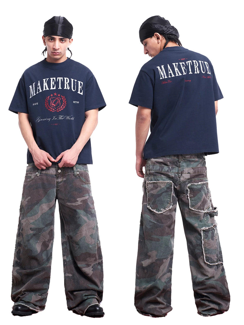 MT99 Retro Letter Print Loose and Versatile Tee