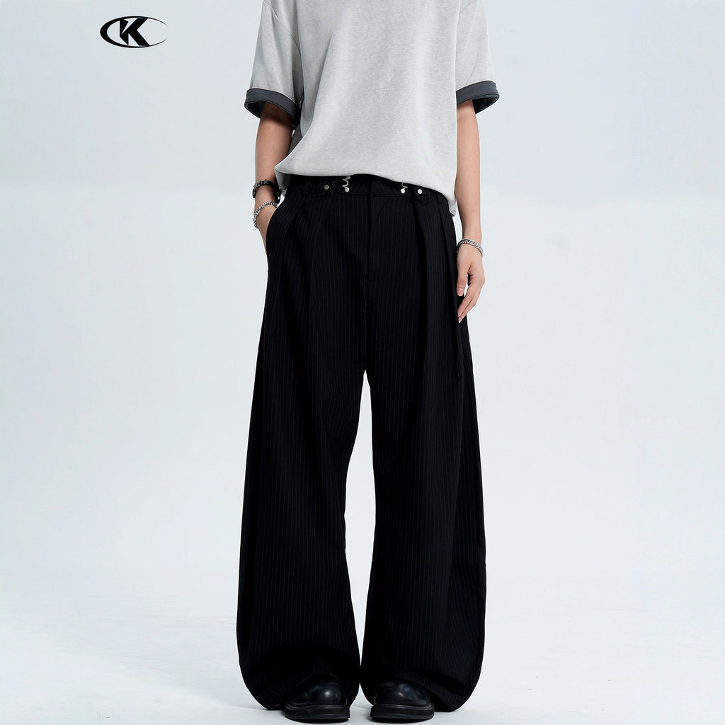 11KN Striped Skinny Casual Wide Leg Pants