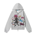 CryingCenter Kitten Print Front Shoulder Fleece Sweater Jacket