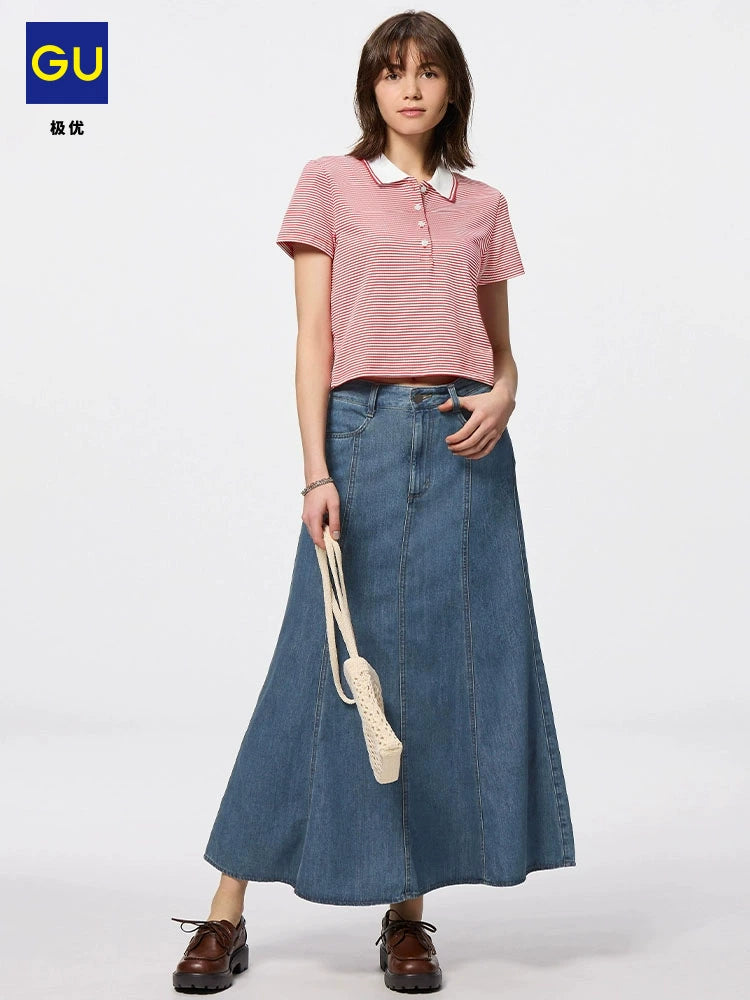 GU Striped POLO Shirt Slim-fit Short