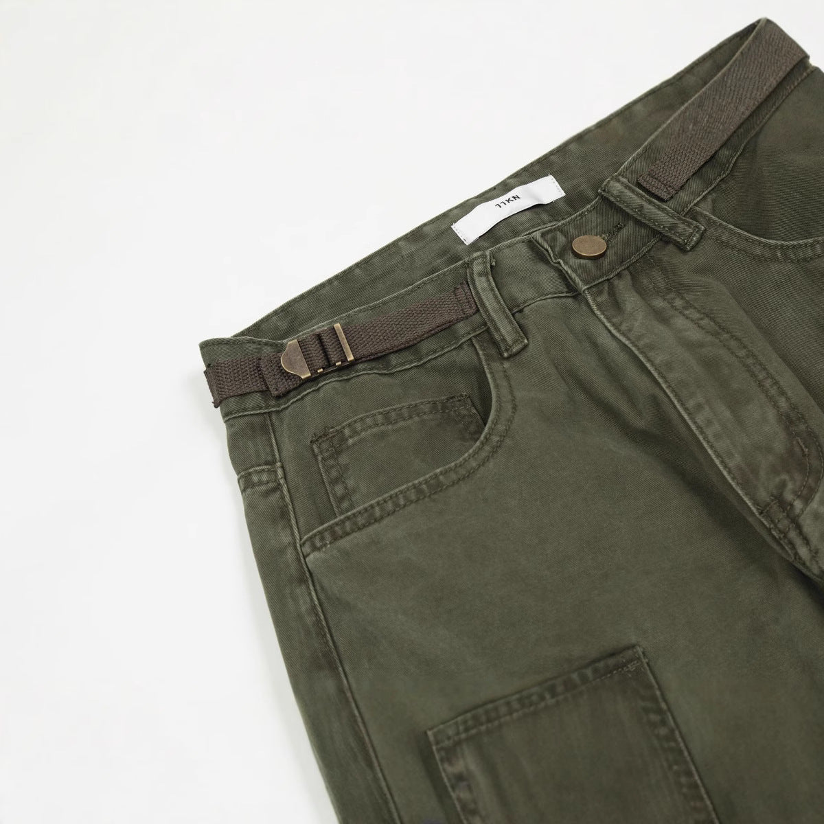 11KN army straight multi-pocket wide-leg pants
