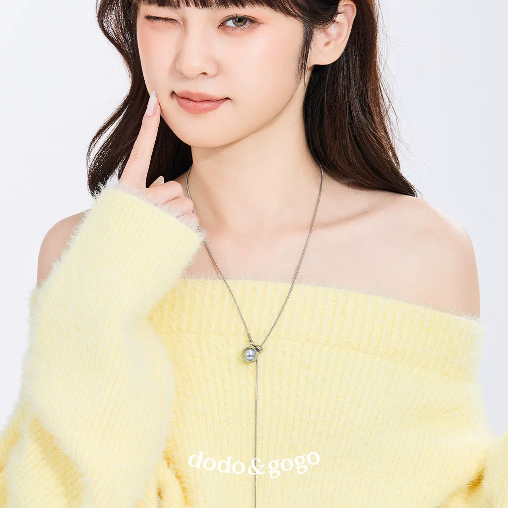 DODOGOGO Pearl Necklace Long Pendant Sweater Chain Collarbone Chain