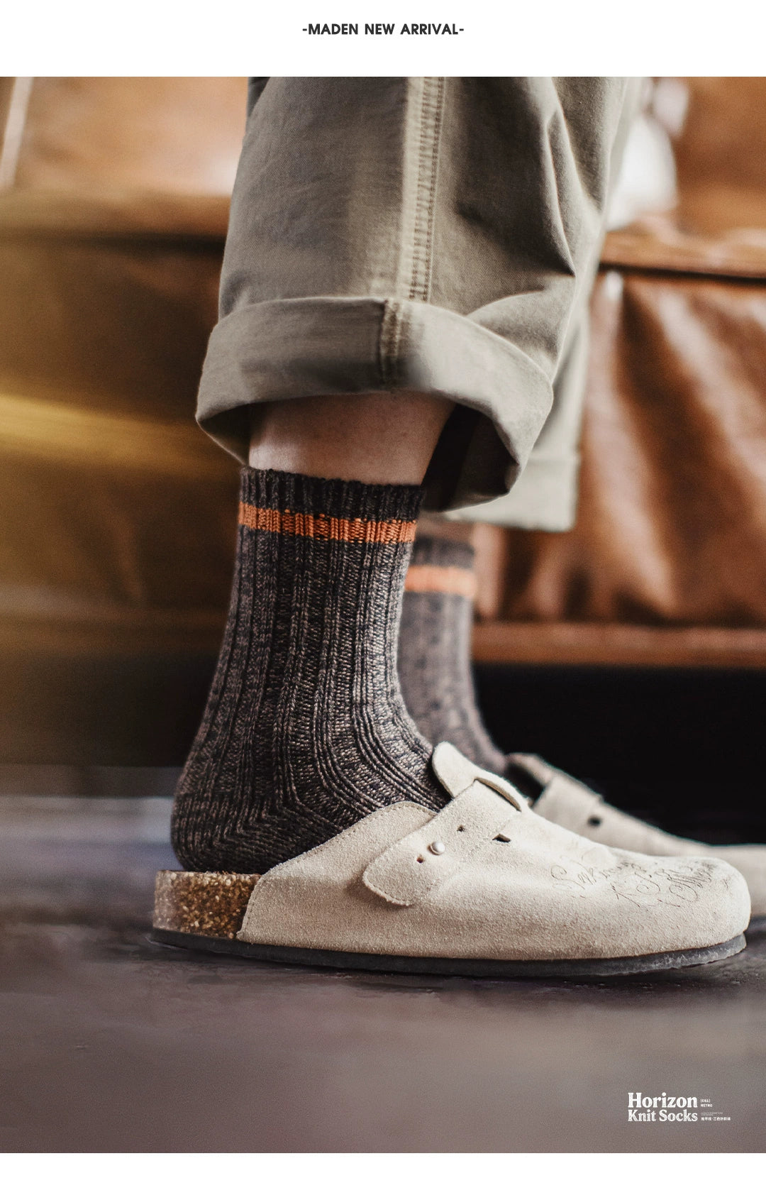 Maden Retro Thick-knit Striped Tube Socks