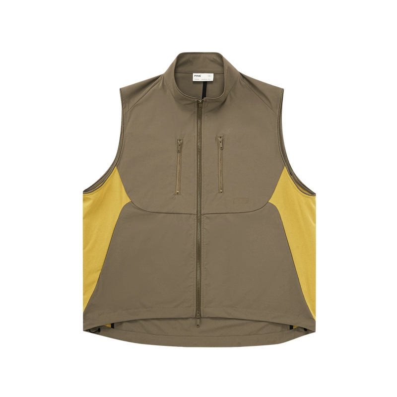 FPA Casual Contrasting Color Loose Stand-neck Sports Vest