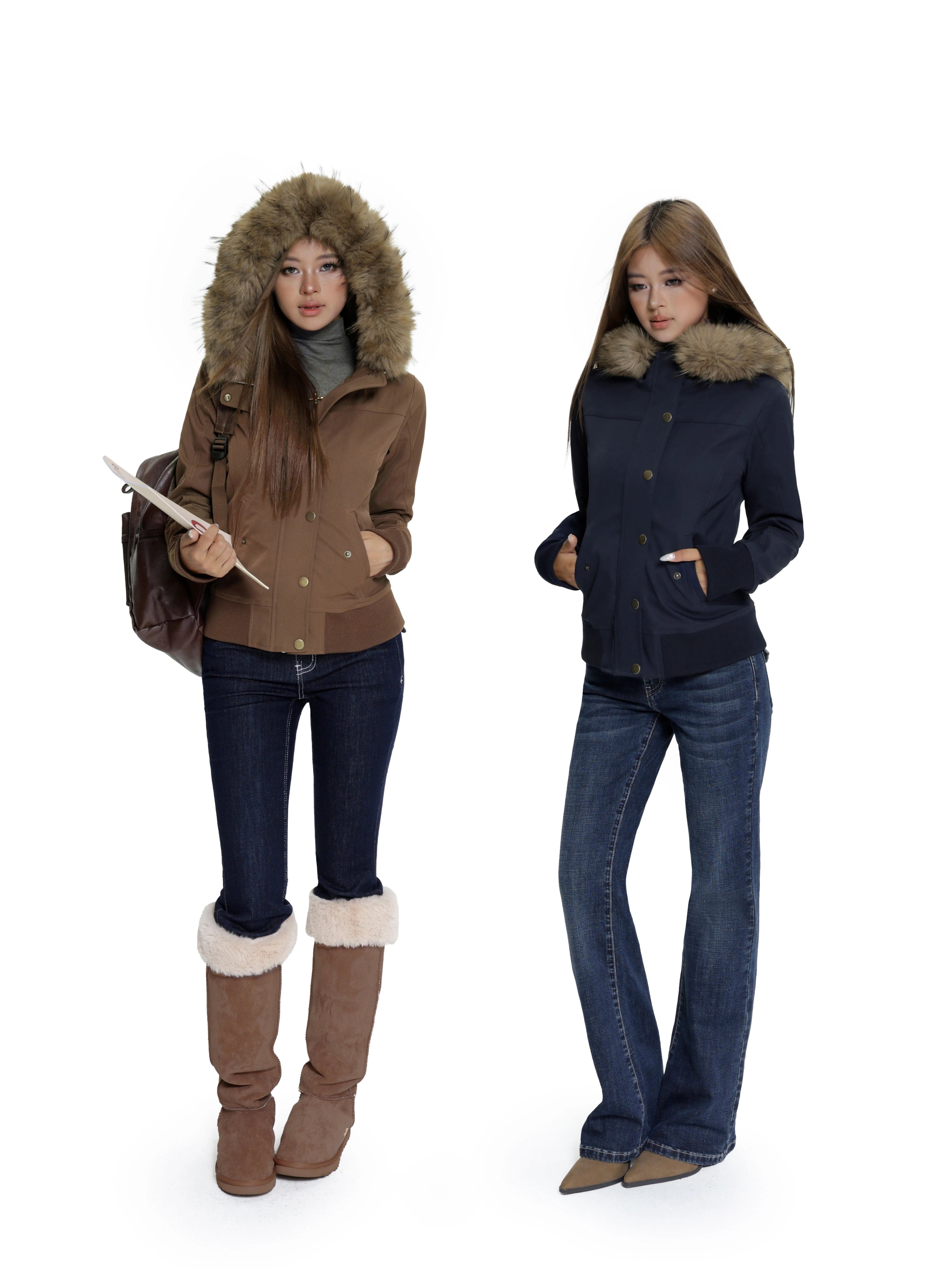 Audwyn Fur Collar Fleece Waist Jacket