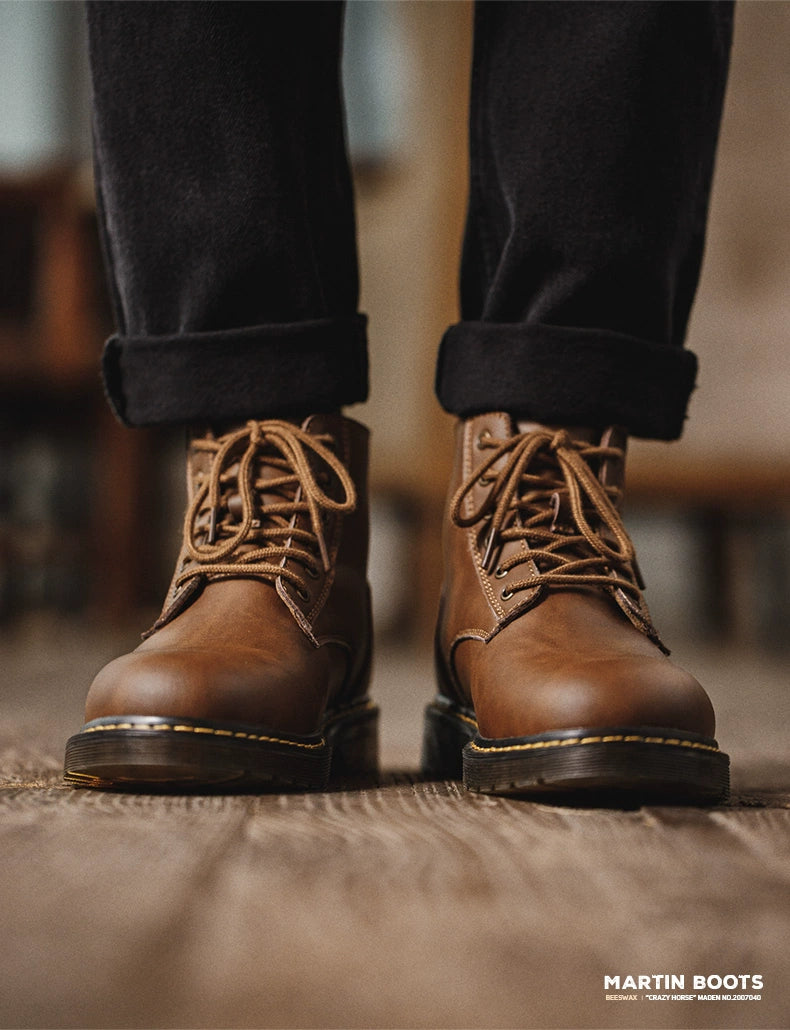 Maden Vintage British Style Casual Leather Boots