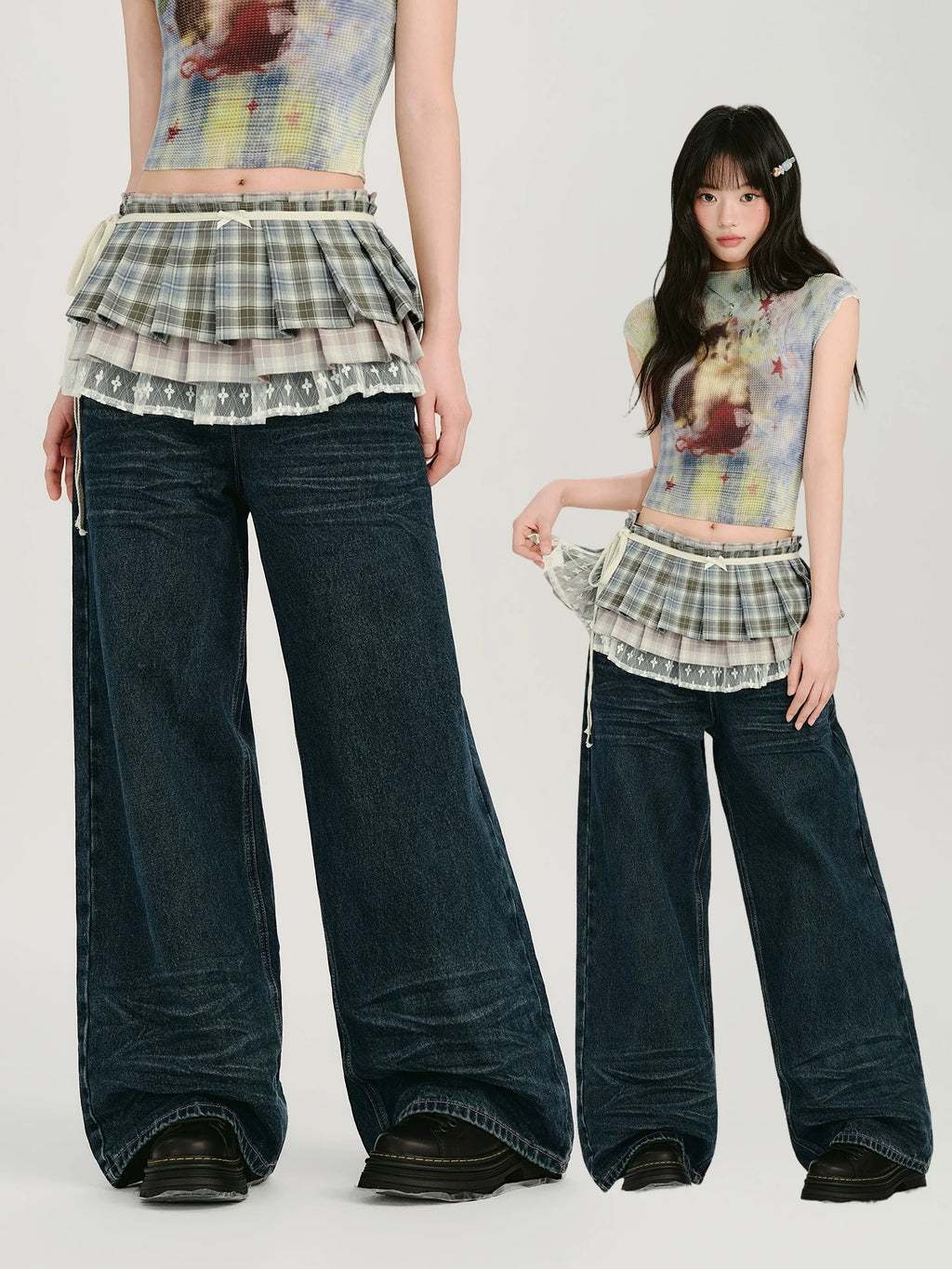 Girlyhalo Casual Plaid Fart Curtain