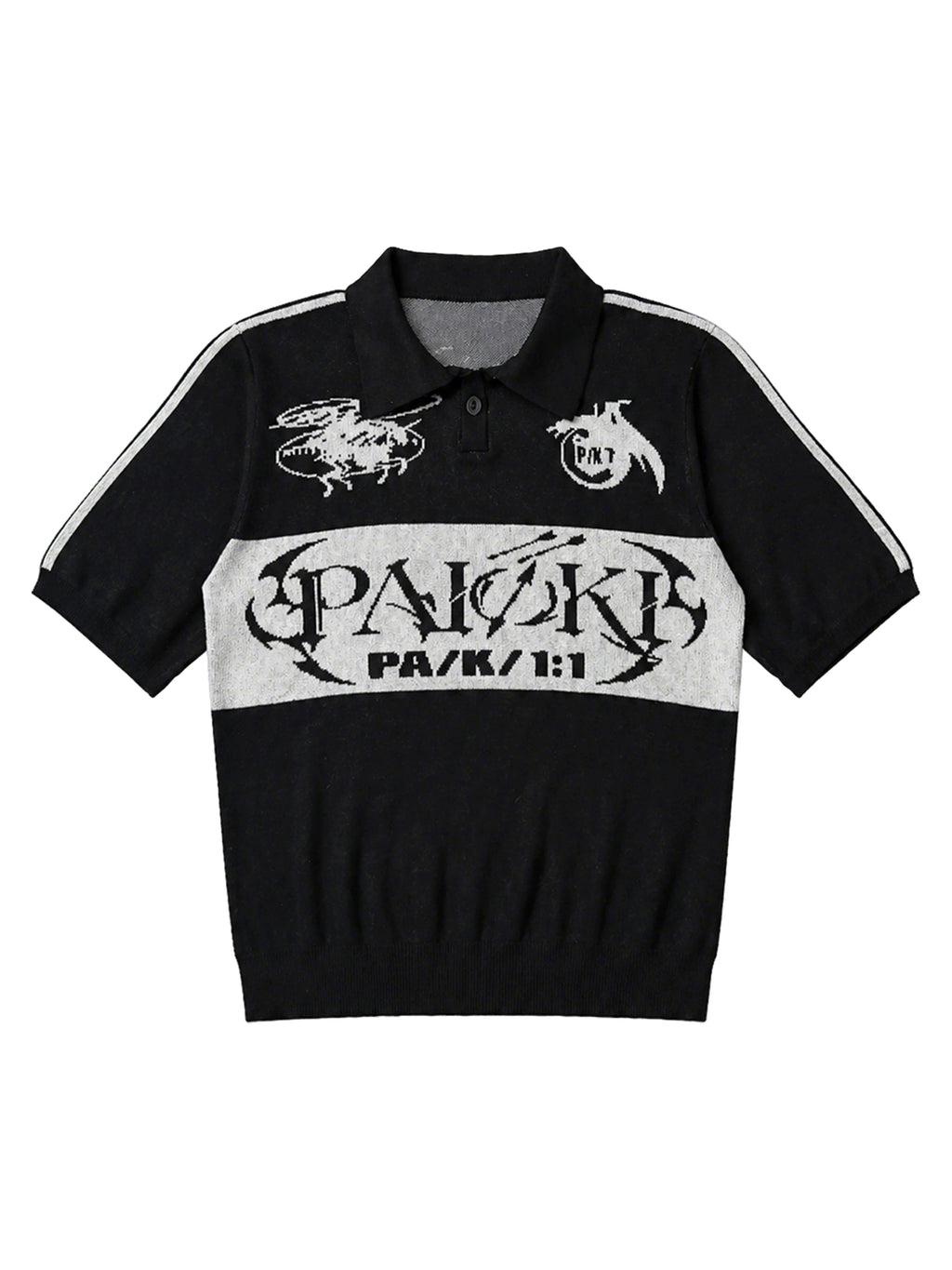 PAIKI Front Shoulder Waist Skin-friendly Knitted Polo Shirt
