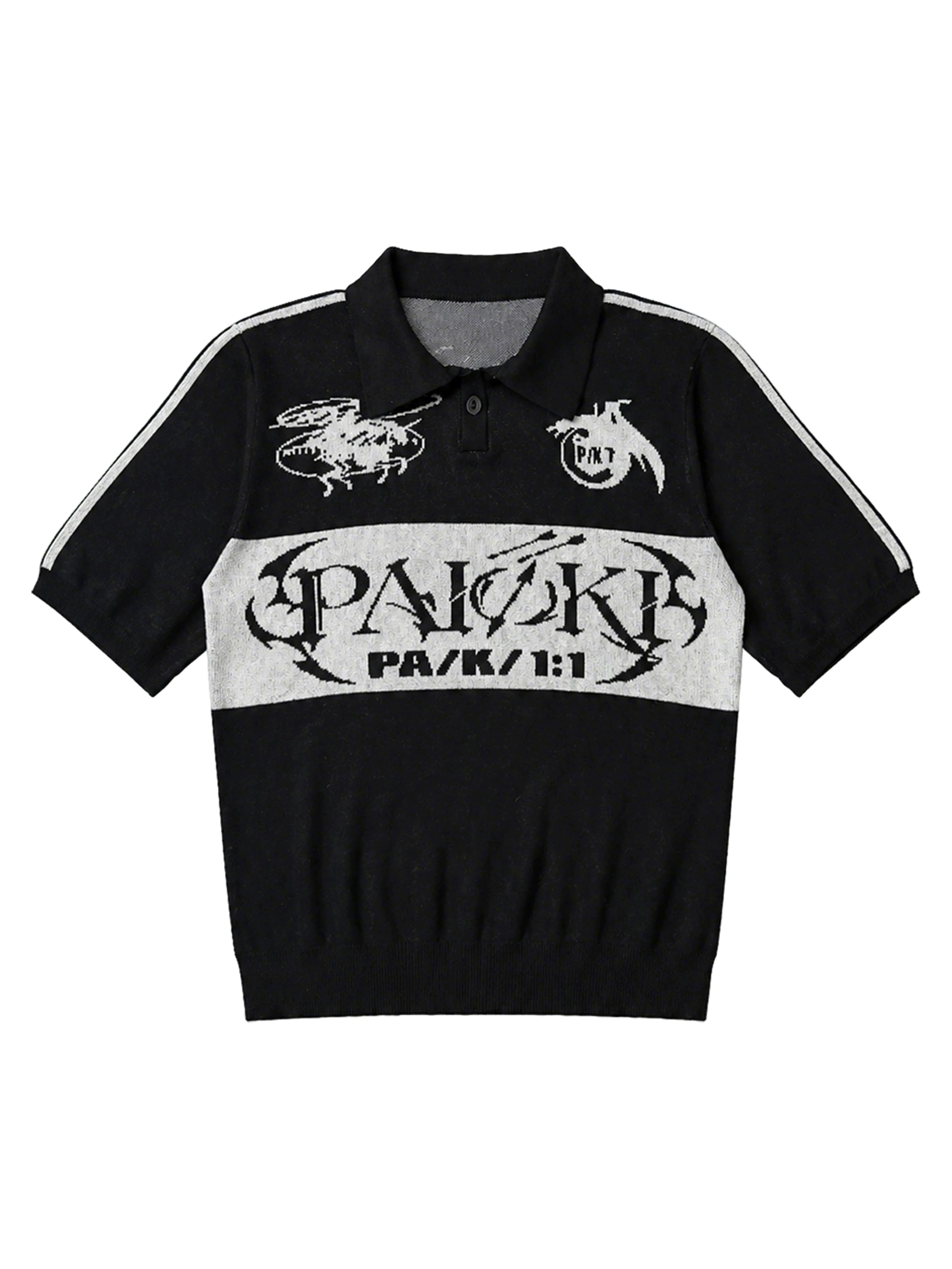PAIKI Front Shoulder Waist Skin-friendly Knitted Polo Shirt
