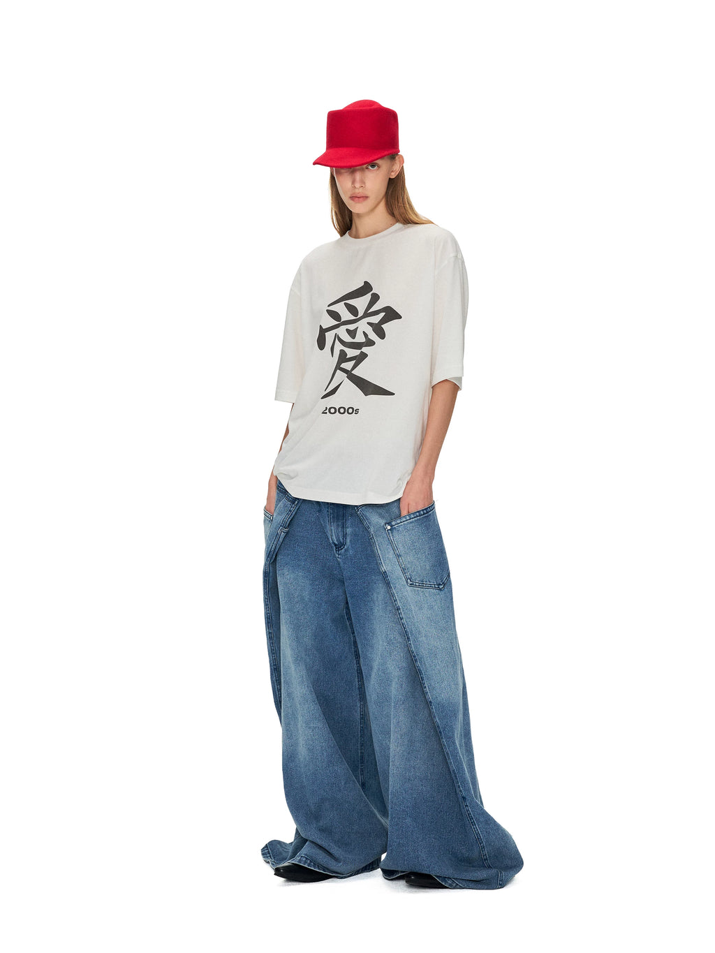 ANTERIOR LOVED Digital Vintage Love Print Loose Casual Tee