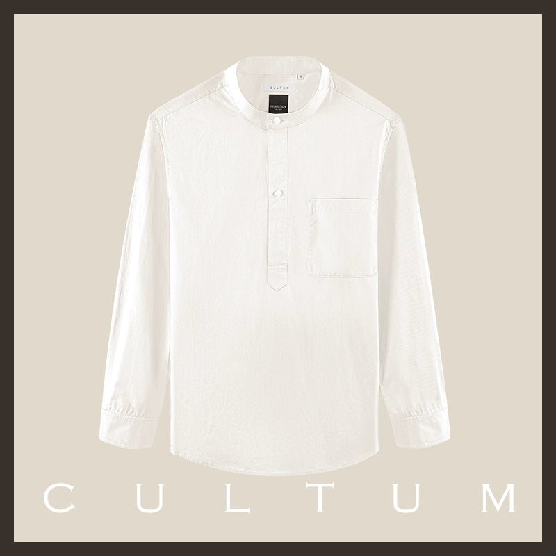 CULTUM Casual Slack Half Open Collar Long Sleeve Shirt