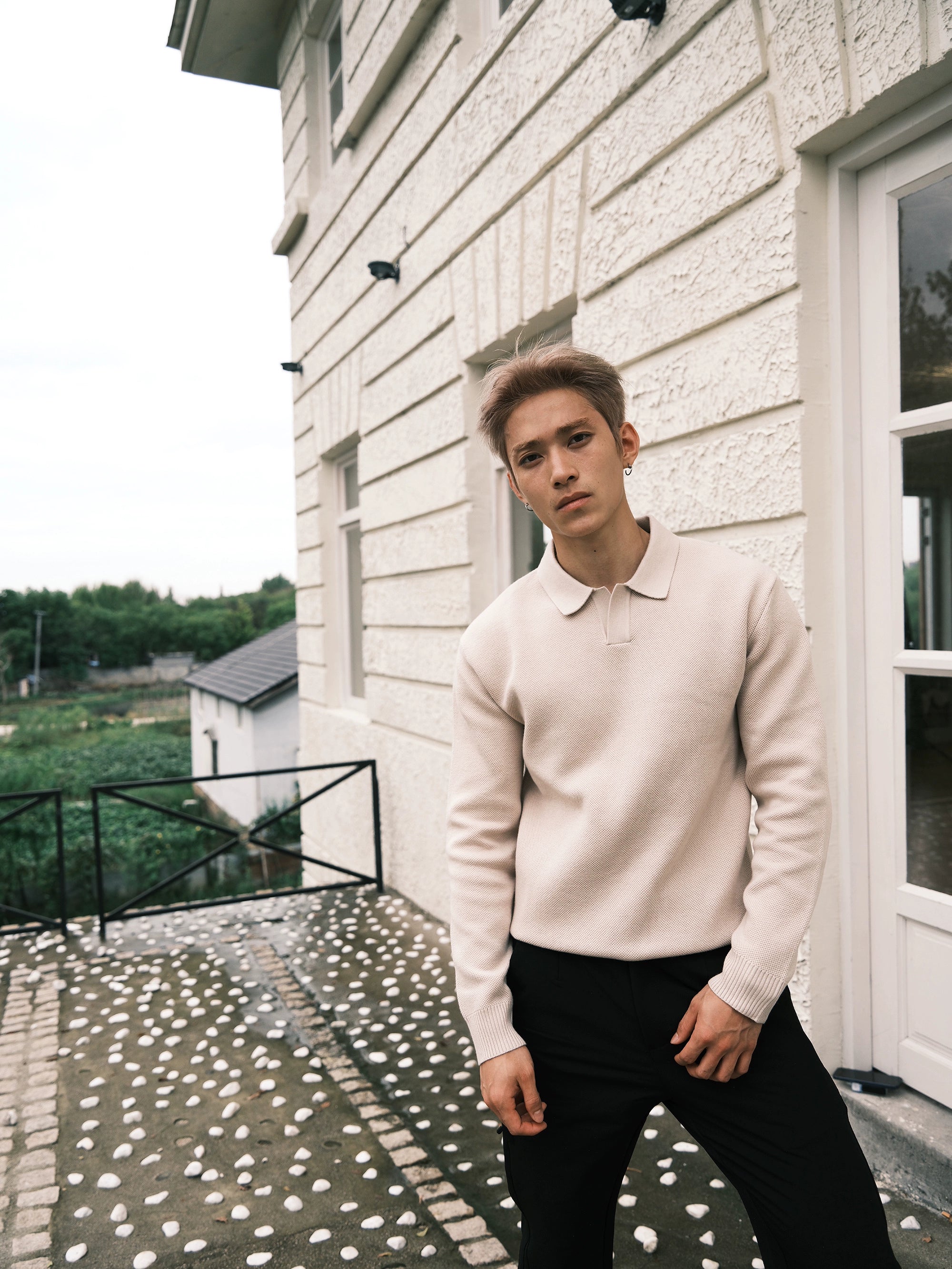 GTAL Retro Casual Long-sleeved Lapel Knitted Sweater