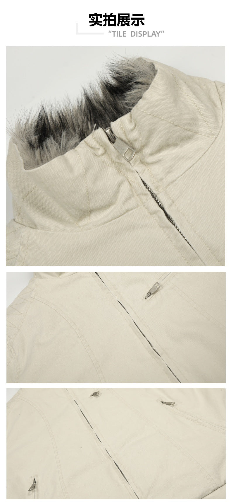 11KN Retro Loose Warm Fur Collar Cotton Jacket