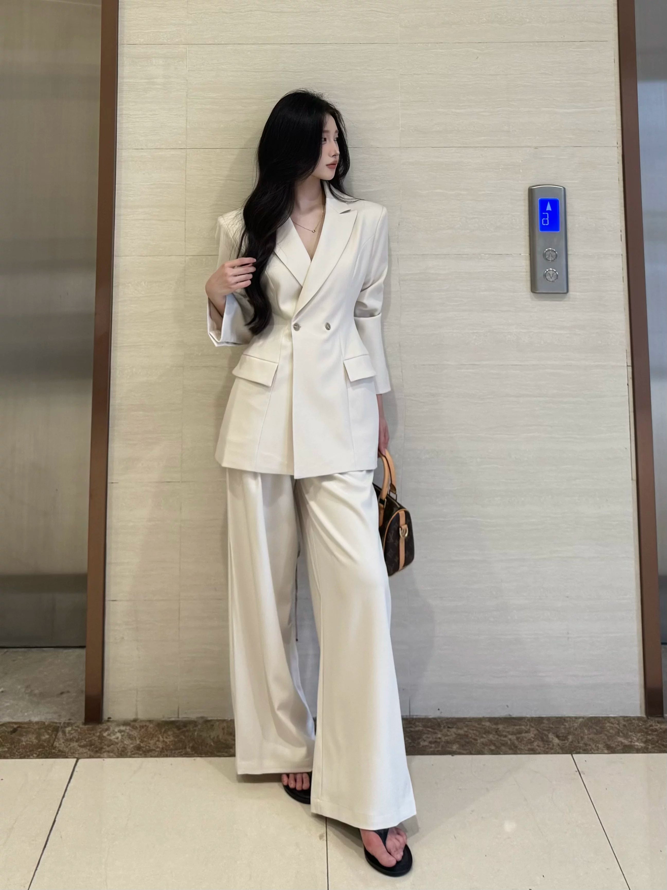 PANPANSTUDIO Minimal Medium and Long Suit Wide Leg Pants Set