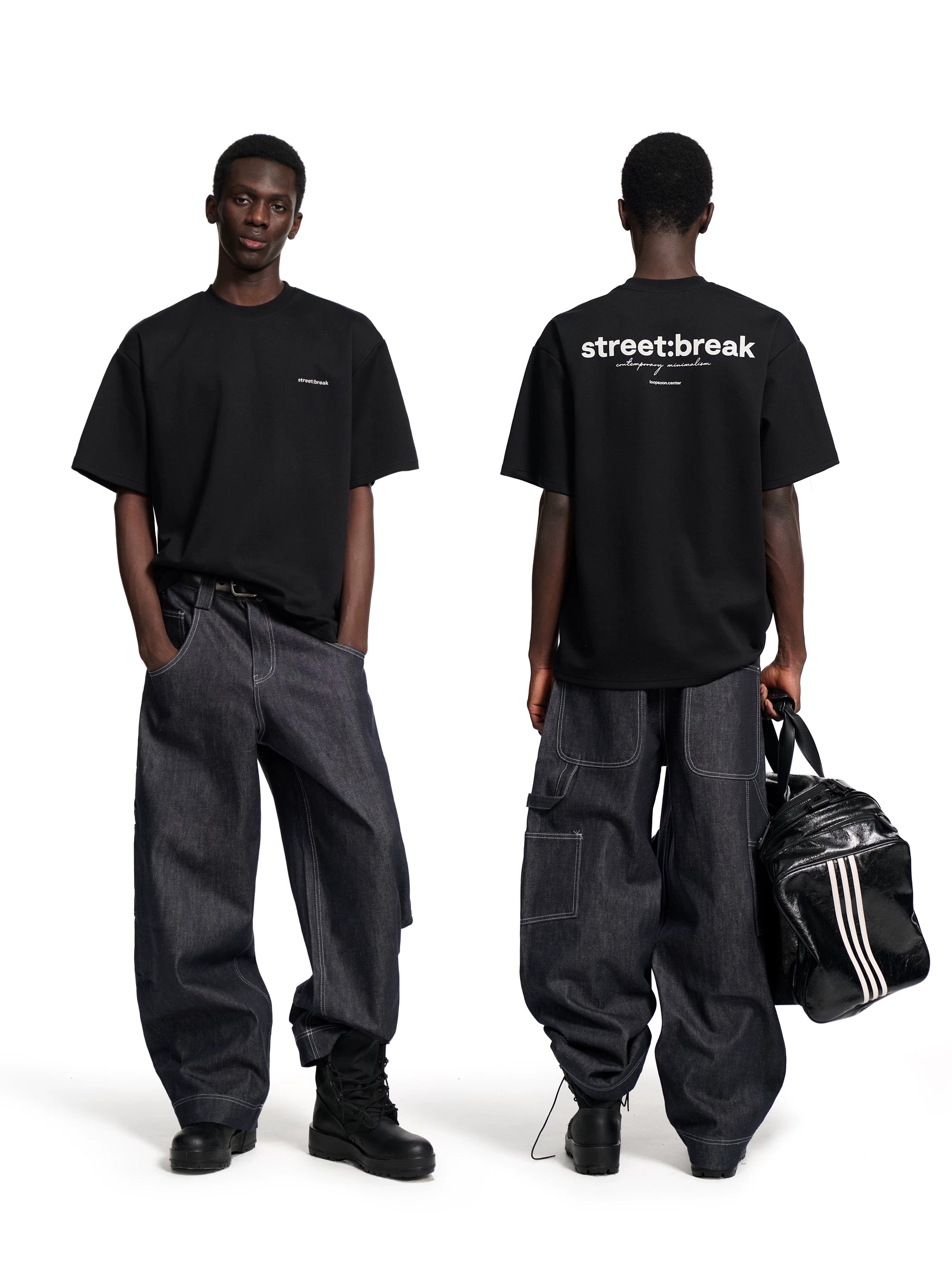 Loopsoon Simple English Round Neck Loose Tee