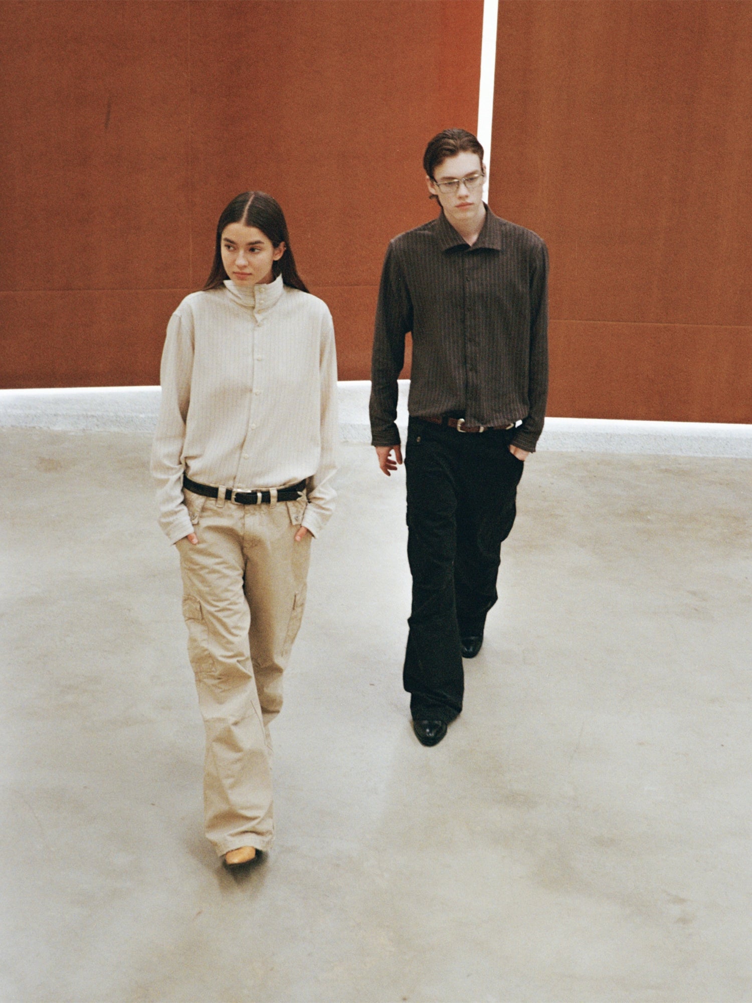 VLABMADE Striped Pendant Short Profile Multi-neck Adjustment Shirt