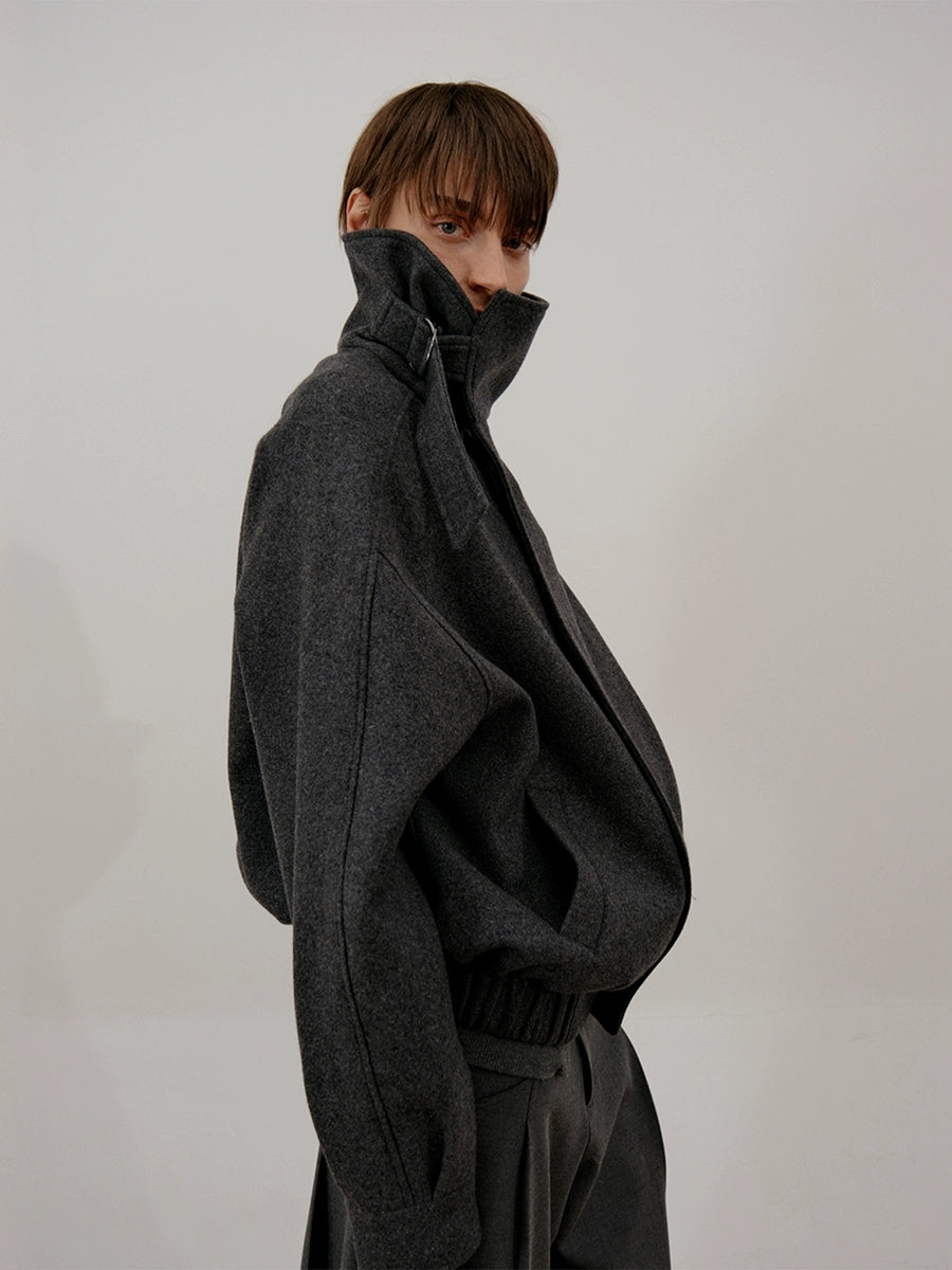 COLN Turtleneck Wool Short Woolen Coat