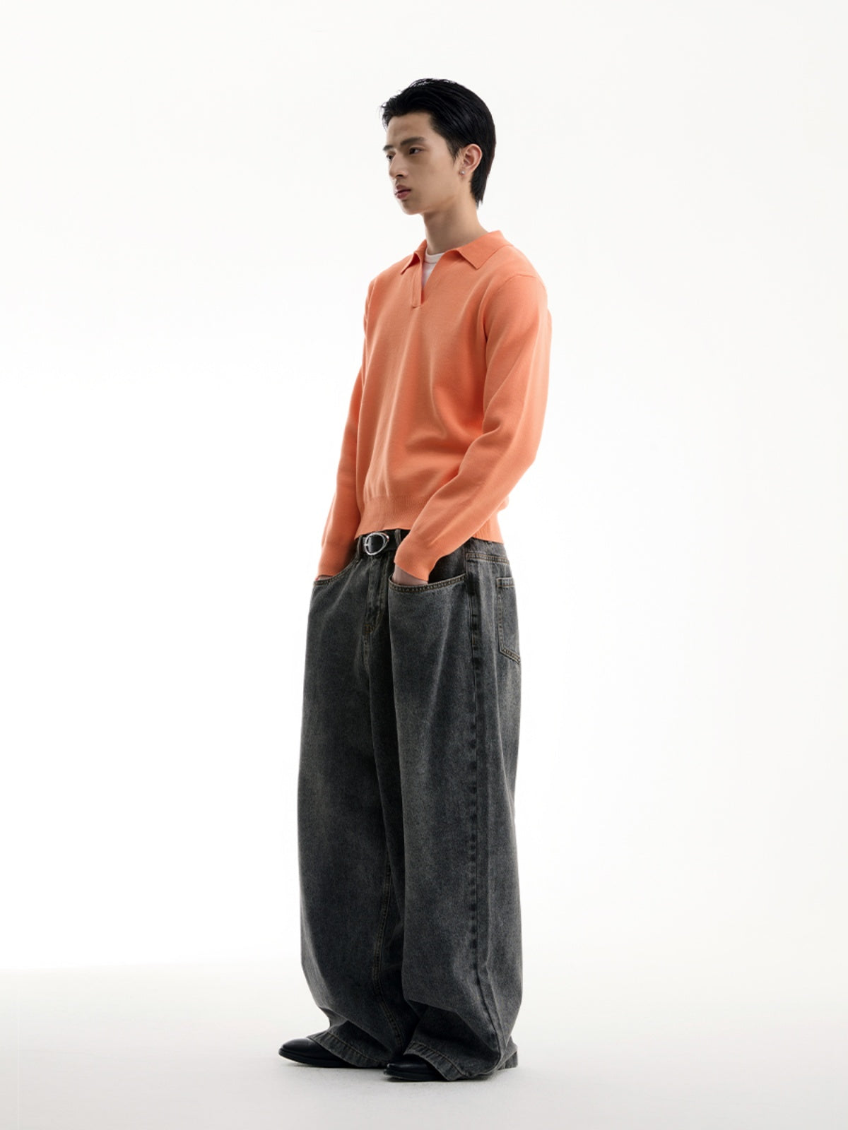 FUNKYFUN Big Moon Bag Mouth Design Washing Water Old Jeans