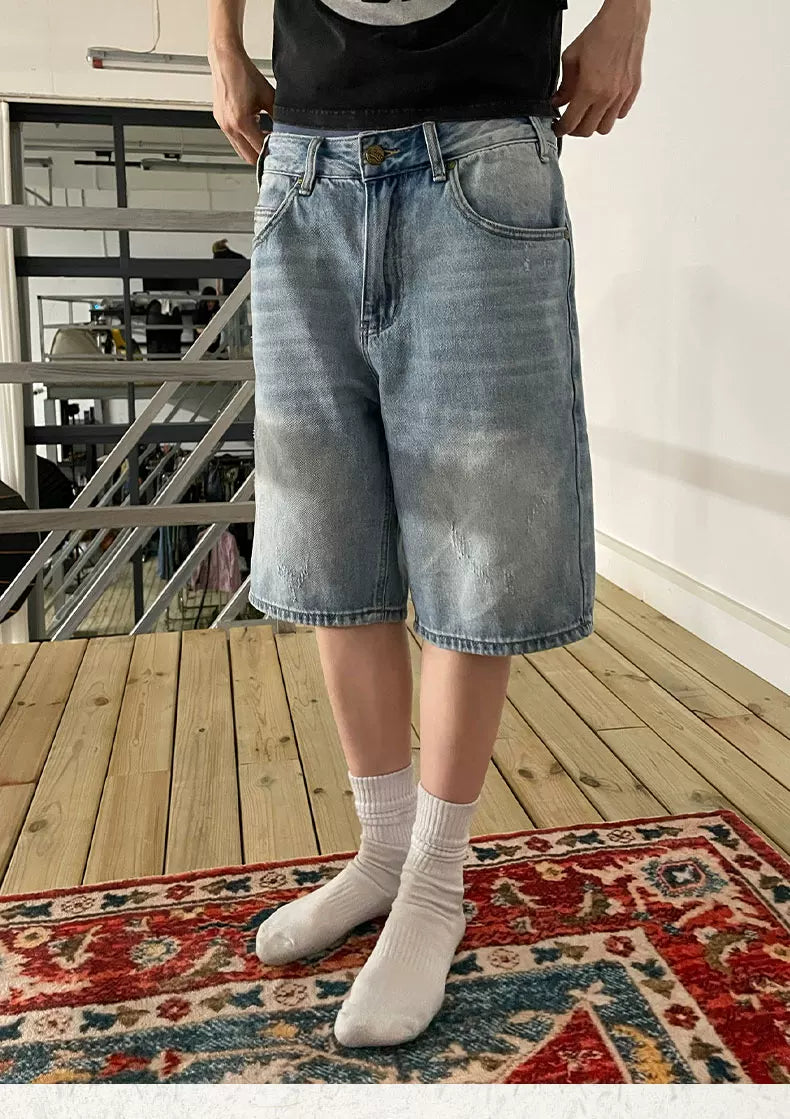 MMBBT Embroidered Versatile Denim Shorts