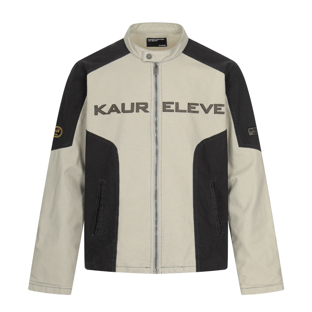 11KN Vintage Loose Letter Casual Zipper Jacket